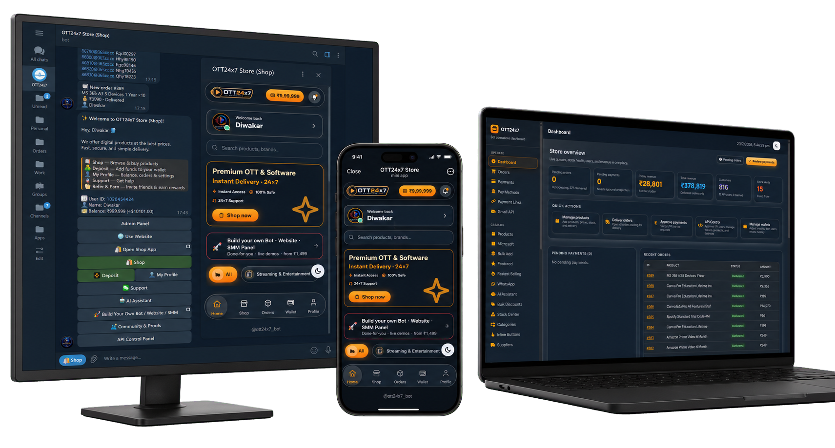 Realistic AutoStore24 Telegram Bot, Mini App, website and dashboard